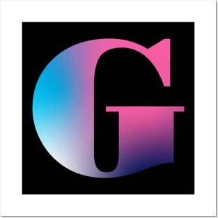 Capital Letter G Monogram Gradient Pink Blue White Posters and Art